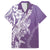 Hawaii Puakenikeni And Maile Lei Family Matching Off The Shoulder Long Sleeve Dress and Hawaiian Shirt Violet Polynesian Shark Tattoo DT05