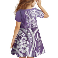 Hawaii Puakenikeni And Maile Lei Family Matching Off Shoulder Short Dress and Hawaiian Shirt Violet Polynesian Shark Tattoo DT05 - Polynesian Pride