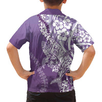 Hawaii Puakenikeni And Maile Lei Family Matching Puletasi and Hawaiian Shirt Violet Polynesian Shark Tattoo DT05 - Polynesian Pride