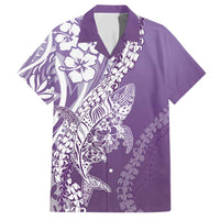 Hawaii Puakenikeni And Maile Lei Family Matching Short Sleeve Bodycon Dress and Hawaiian Shirt Violet Polynesian Shark Tattoo DT05 Dad's Shirt - Short Sleeve Violet - Polynesian Pride