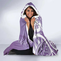 Hawaii Puakenikeni And Maile Lei Hooded Blanket Violet Polynesian Shark Tattoo DT05