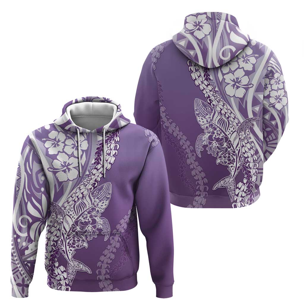 Hawaii Puakenikeni And Maile Lei Hoodie Violet Polynesian Shark Tattoo DT05