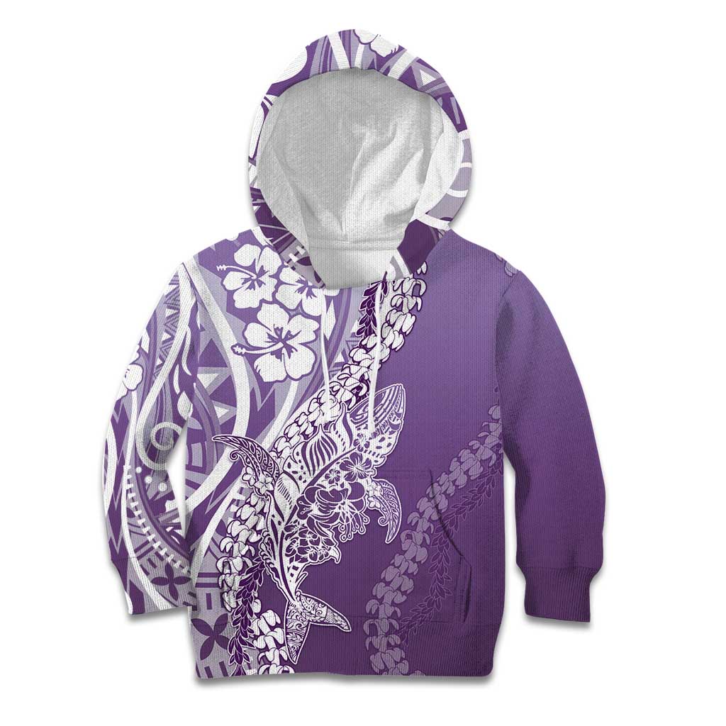 Hawaii Puakenikeni And Maile Lei Kid Hoodie Violet Polynesian Shark Tattoo DT05