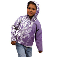 Hawaii Puakenikeni And Maile Lei Kid Hoodie Violet Polynesian Shark Tattoo DT05