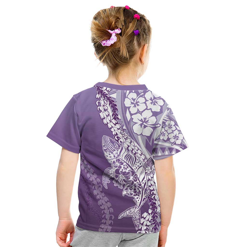 Hawaii Puakenikeni And Maile Lei Kid T Shirt Violet Polynesian Shark Tattoo DT05