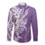 Hawaii Puakenikeni And Maile Lei Long Sleeve Button Shirt Violet Polynesian Shark Tattoo DT05