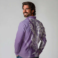 Hawaii Puakenikeni And Maile Lei Long Sleeve Polo Shirt Violet Polynesian Shark Tattoo DT05