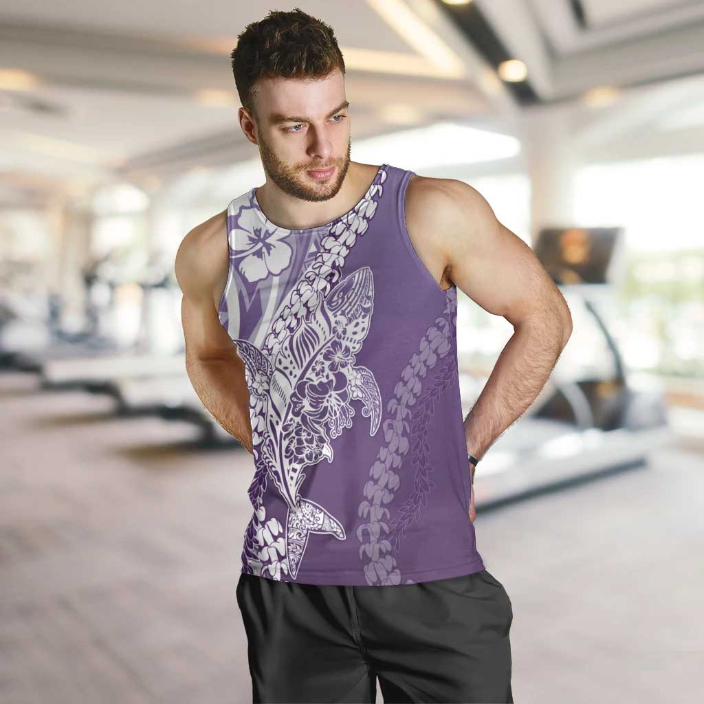 Hawaii Puakenikeni And Maile Lei Men Tank Top Violet Polynesian Shark Tattoo DT05