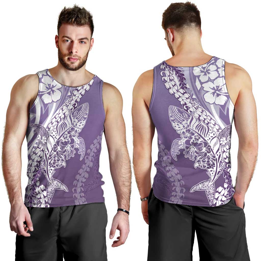 Hawaii Puakenikeni And Maile Lei Men Tank Top Violet Polynesian Shark Tattoo DT05