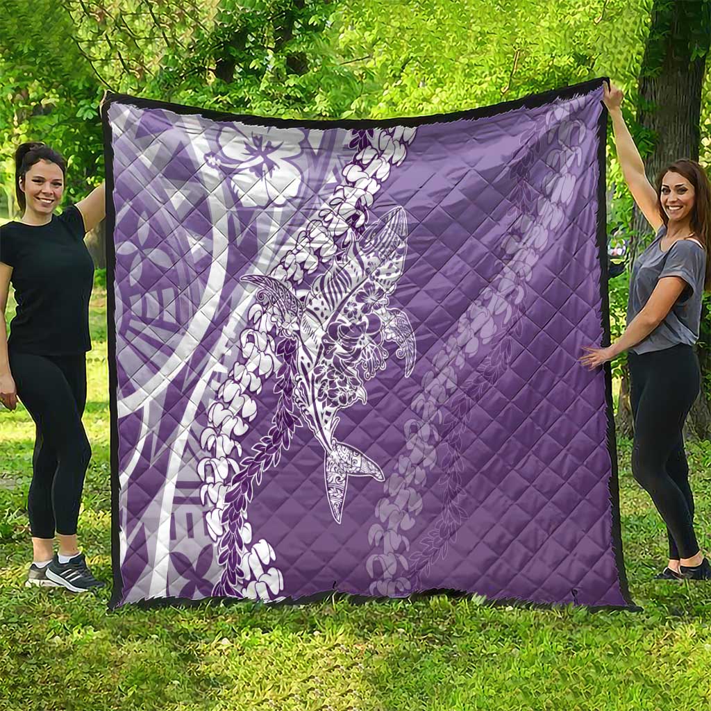 Hawaii Puakenikeni And Maile Lei Quilt Violet Polynesian Shark Tattoo DT05