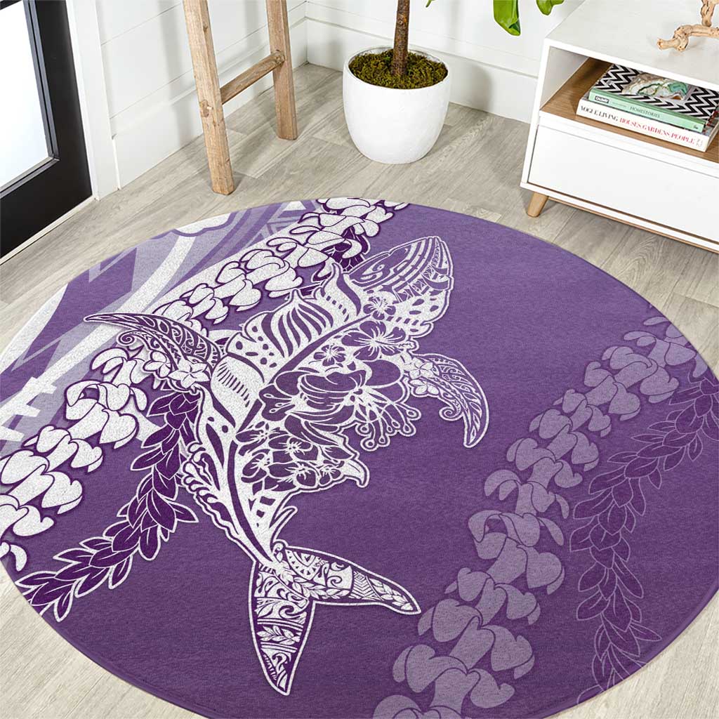 Hawaii Puakenikeni And Maile Lei Round Carpet Violet Polynesian Shark Tattoo DT05 Violet - Polynesian Pride