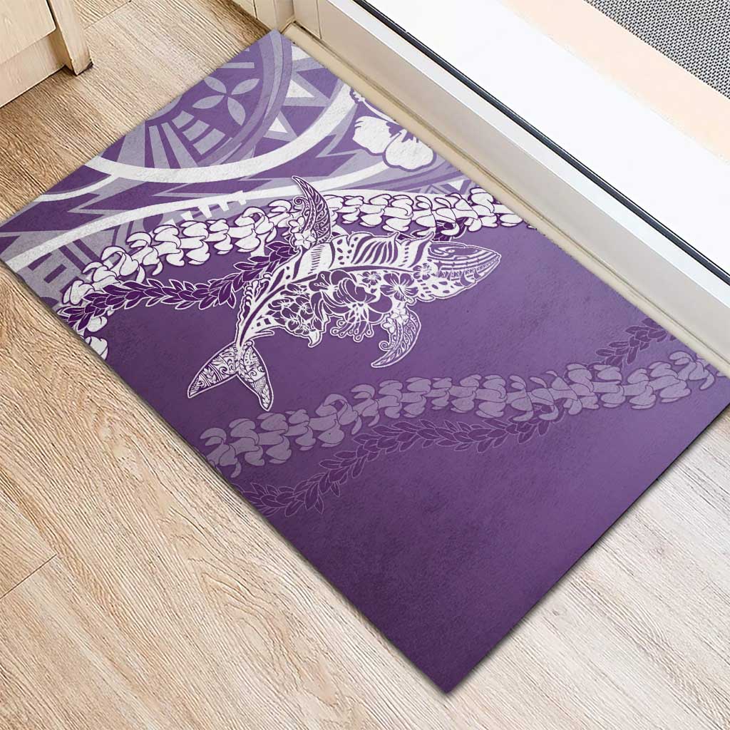 Hawaii Puakenikeni And Maile Lei Rubber Doormat Violet Polynesian Shark Tattoo DT05 - Polynesian Pride