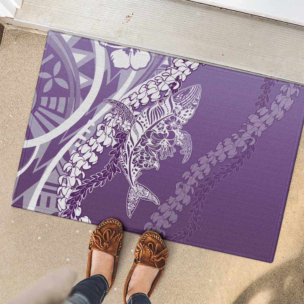 Hawaii Puakenikeni And Maile Lei Rubber Doormat Violet Polynesian Shark Tattoo DT05 - Polynesian Pride