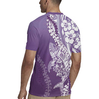 Hawaii Puakenikeni And Maile Lei Rugby Jersey Violet Polynesian Shark Tattoo DT05