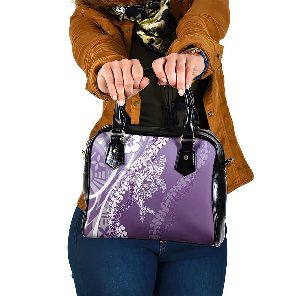 Hawaii Puakenikeni And Maile Lei Shoulder Handbag Violet Polynesian Shark Tattoo DT05 One Size Violet - Polynesian Pride