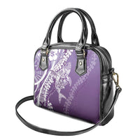 Hawaii Puakenikeni And Maile Lei Shoulder Handbag Violet Polynesian Shark Tattoo DT05