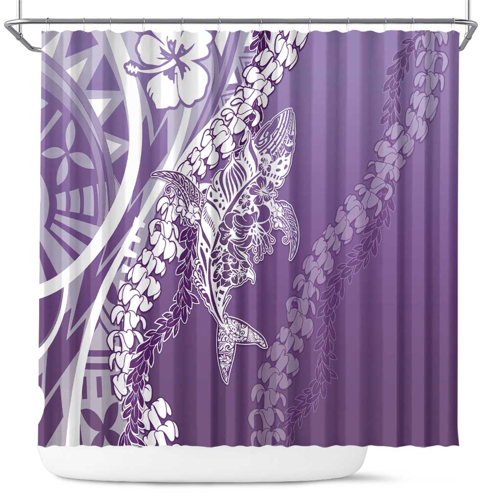 Hawaii Puakenikeni And Maile Lei Shower Curtain Violet Polynesian Shark Tattoo DT05 Violet - Polynesian Pride