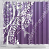 Hawaii Puakenikeni And Maile Lei Shower Curtain Violet Polynesian Shark Tattoo DT05