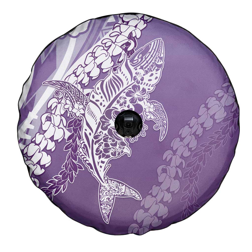 Hawaii Puakenikeni And Maile Lei Spare Tire Cover Violet Polynesian Shark Tattoo DT05
