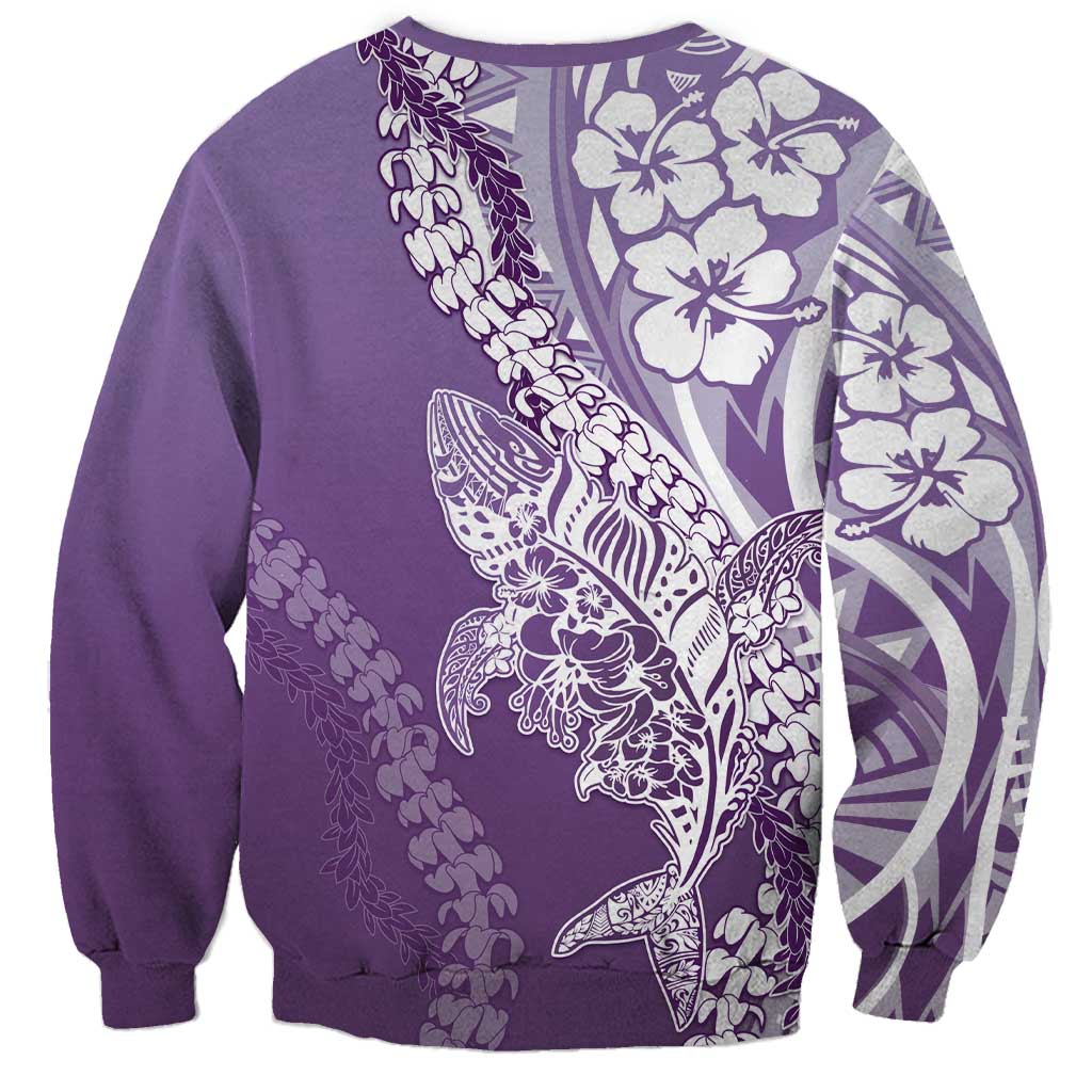 Hawaii Puakenikeni And Maile Lei Sweatshirt Violet Polynesian Shark Tattoo DT05 - Polynesian Pride