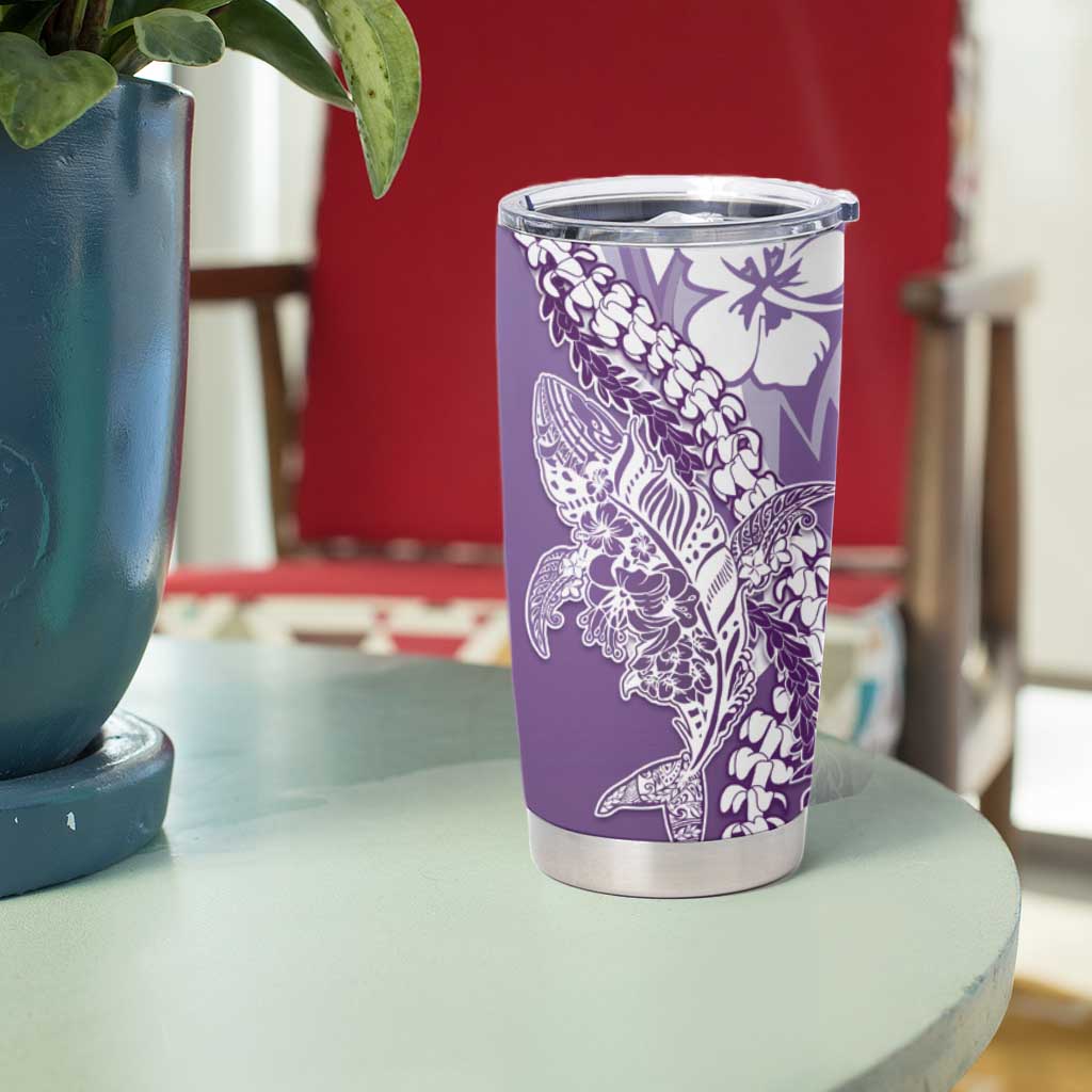 Hawaii Puakenikeni And Maile Lei Tumbler Cup Violet Polynesian Shark Tattoo DT05