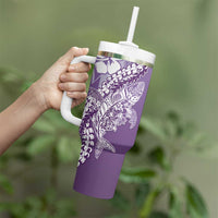 Hawaii Puakenikeni And Maile Lei Tumbler With Handle Violet Polynesian Shark Tattoo DT05