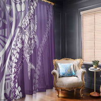 Hawaii Puakenikeni And Maile Lei Window Curtain Violet Polynesian Shark Tattoo DT05