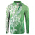 Hawaii Puakenikeni And Maile Lei Button Sweatshirt Green Polynesian Shark Tattoo DT05