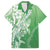 Hawaii Puakenikeni And Maile Lei Family Matching Off The Shoulder Long Sleeve Dress and Hawaiian Shirt Green Polynesian Shark Tattoo DT05