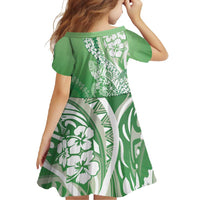 Hawaii Puakenikeni And Maile Lei Family Matching Off Shoulder Maxi Dress and Hawaiian Shirt Green Polynesian Shark Tattoo DT05