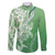 Hawaii Puakenikeni And Maile Lei Family Matching Off Shoulder Short Dress and Hawaiian Shirt Green Polynesian Shark Tattoo DT05