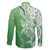 Hawaii Puakenikeni And Maile Lei Family Matching Off Shoulder Short Dress and Hawaiian Shirt Green Polynesian Shark Tattoo DT05
