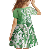 Hawaii Puakenikeni And Maile Lei Family Matching Summer Maxi Dress and Hawaiian Shirt Green Polynesian Shark Tattoo DT05 - Polynesian Pride