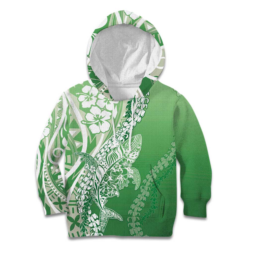 Hawaii Puakenikeni And Maile Lei Kid Hoodie Green Polynesian Shark Tattoo DT05