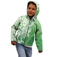 Hawaii Puakenikeni And Maile Lei Kid Hoodie Green Polynesian Shark Tattoo DT05