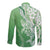 Hawaii Puakenikeni And Maile Lei Long Sleeve Button Shirt Green Polynesian Shark Tattoo DT05
