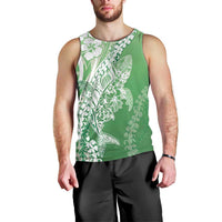 Hawaii Puakenikeni And Maile Lei Men Tank Top Green Polynesian Shark Tattoo DT05