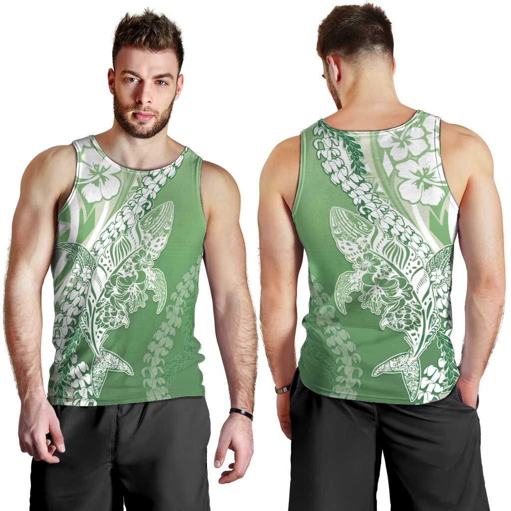 Hawaii Puakenikeni And Maile Lei Men Tank Top Green Polynesian Shark Tattoo DT05