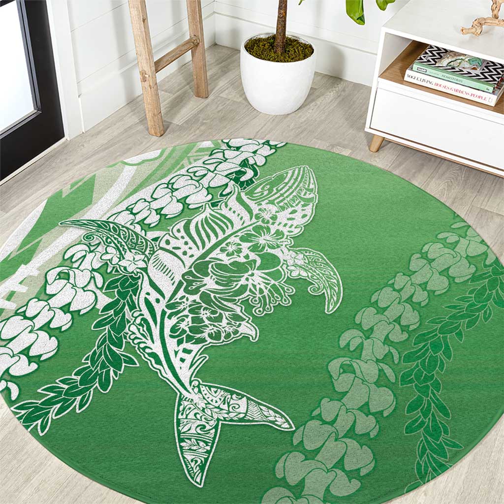 Hawaii Puakenikeni And Maile Lei Round Carpet Green Polynesian Shark Tattoo DT05 Green - Polynesian Pride
