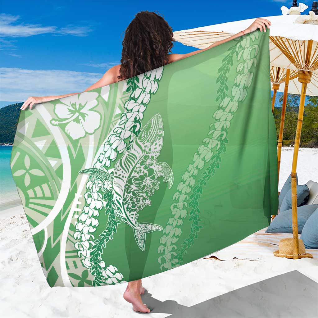Hawaii Puakenikeni And Maile Lei Sarong Green Polynesian Shark Tattoo DT05 One Size 44 x 66 inches Green - Polynesian Pride