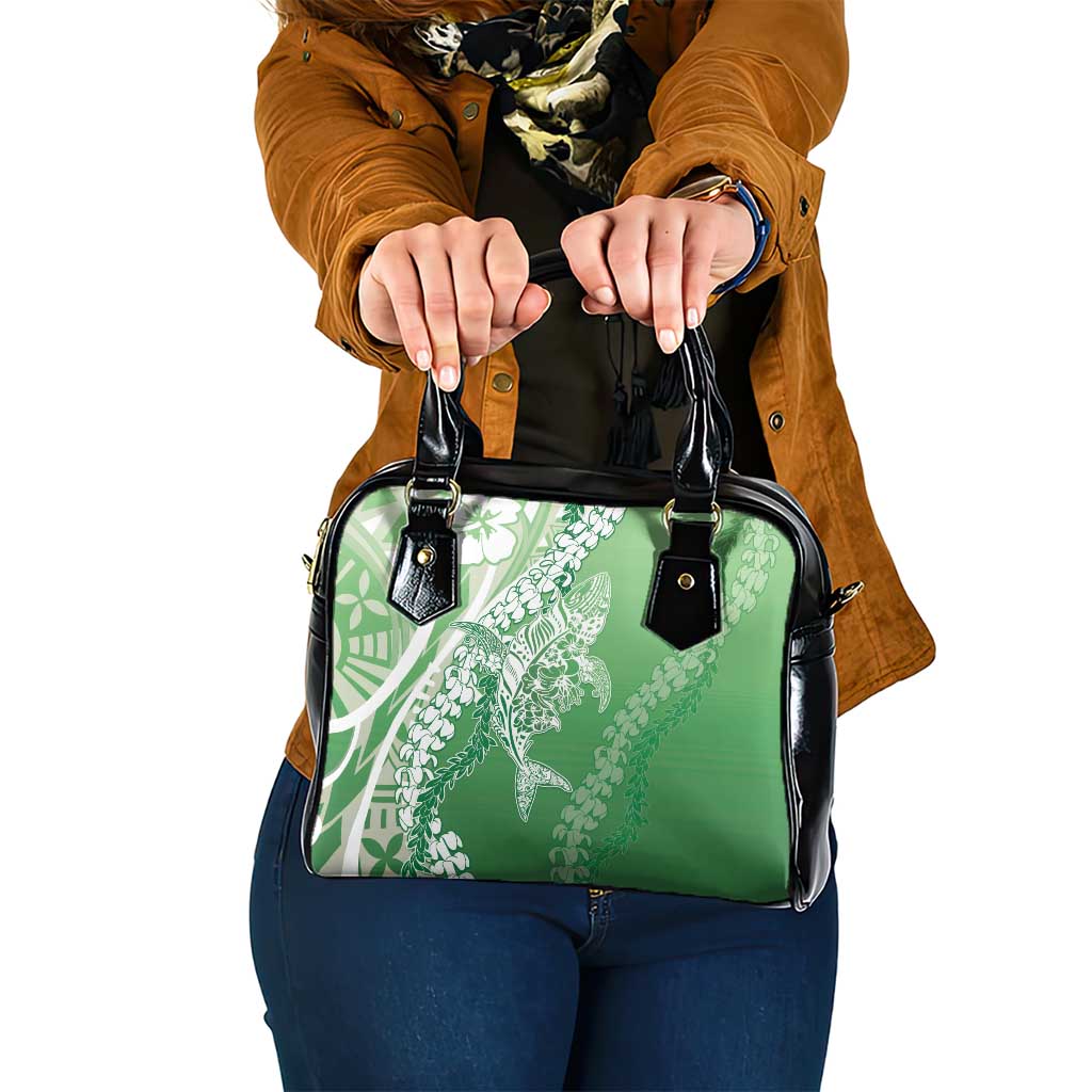 Hawaii Puakenikeni And Maile Lei Shoulder Handbag Green Polynesian Shark Tattoo DT05 One Size Green - Polynesian Pride