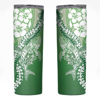 Hawaii Puakenikeni And Maile Lei Skinny Tumbler Green Polynesian Shark Tattoo DT05