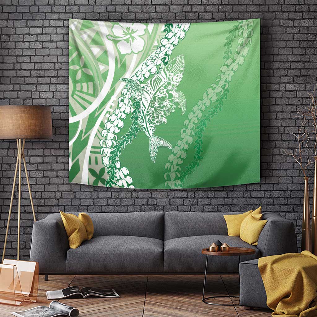 Hawaii Puakenikeni And Maile Lei Tapestry Green Polynesian Shark Tattoo DT05 Green - Polynesian Pride