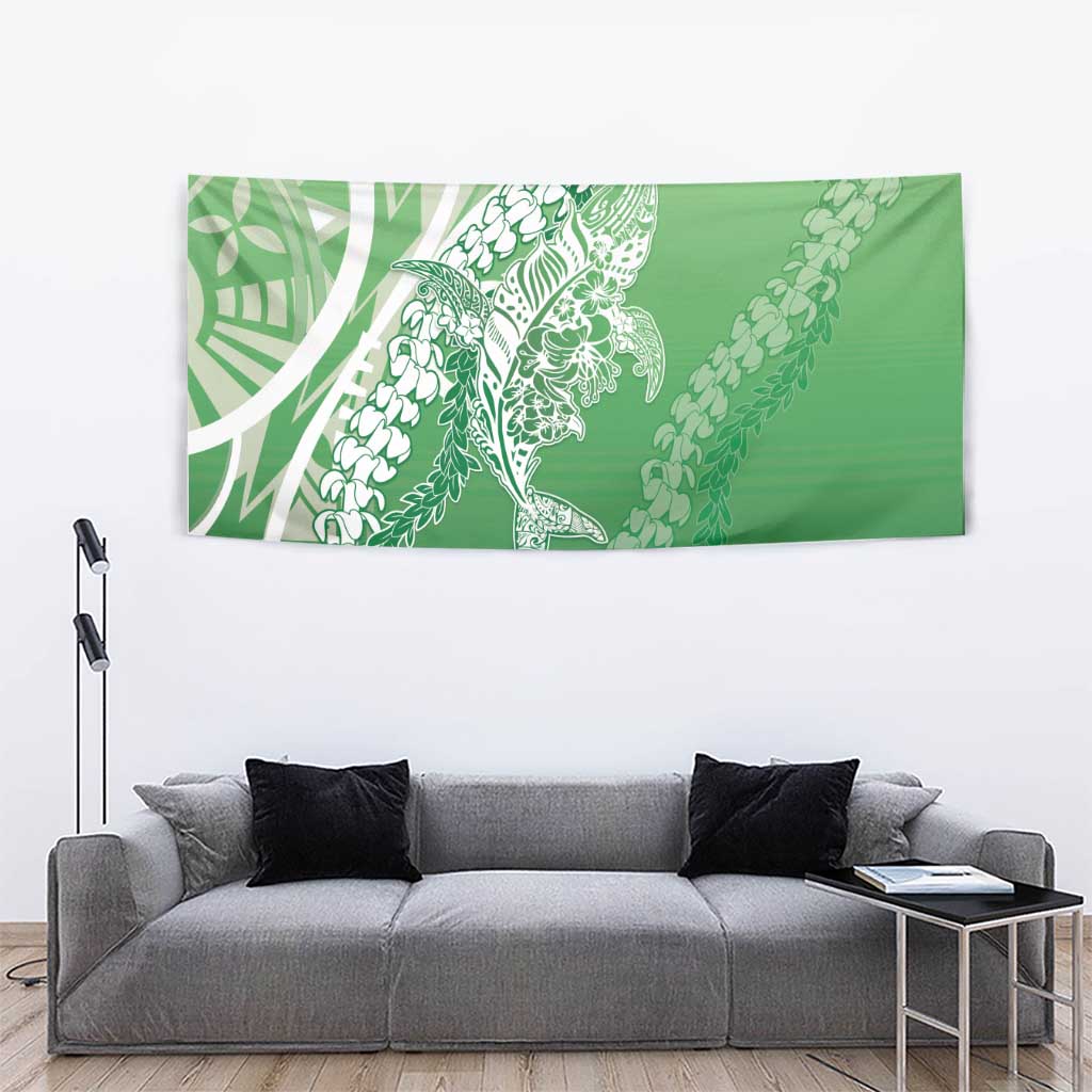 Hawaii Puakenikeni And Maile Lei Tapestry Green Polynesian Shark Tattoo DT05