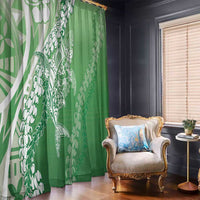 Hawaii Puakenikeni And Maile Lei Window Curtain Green Polynesian Shark Tattoo DT05