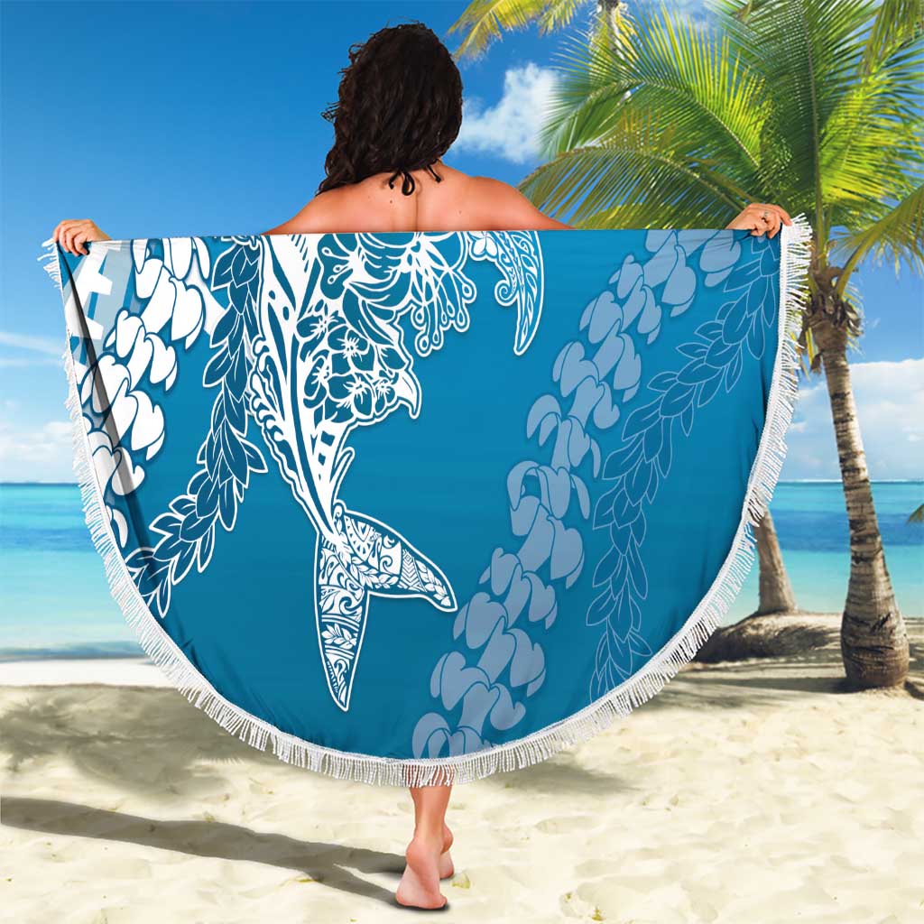 Hawaii Puakenikeni And Maile Lei Beach Blanket Blue Polynesian Shark Tattoo DT05