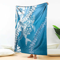 Hawaii Puakenikeni And Maile Lei Blanket Blue Polynesian Shark Tattoo DT05