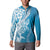 Hawaii Puakenikeni And Maile Lei Button Sweatshirt Blue Polynesian Shark Tattoo DT05