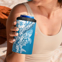Hawaii Puakenikeni And Maile Lei 4 in 1 Can Cooler Tumbler Blue Polynesian Shark Tattoo DT05