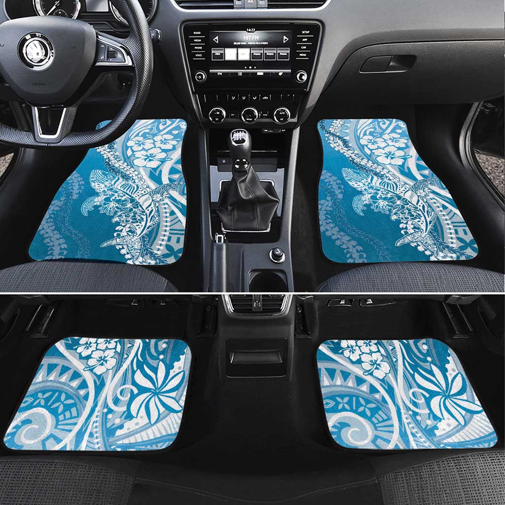 Hawaii Puakenikeni And Maile Lei Car Mats Blue Polynesian Shark Tattoo DT05